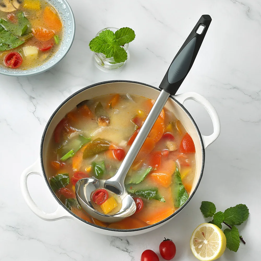 Ковш для супа из нержавеющей стали 12 дюймов с удобным захватом|Половники| |