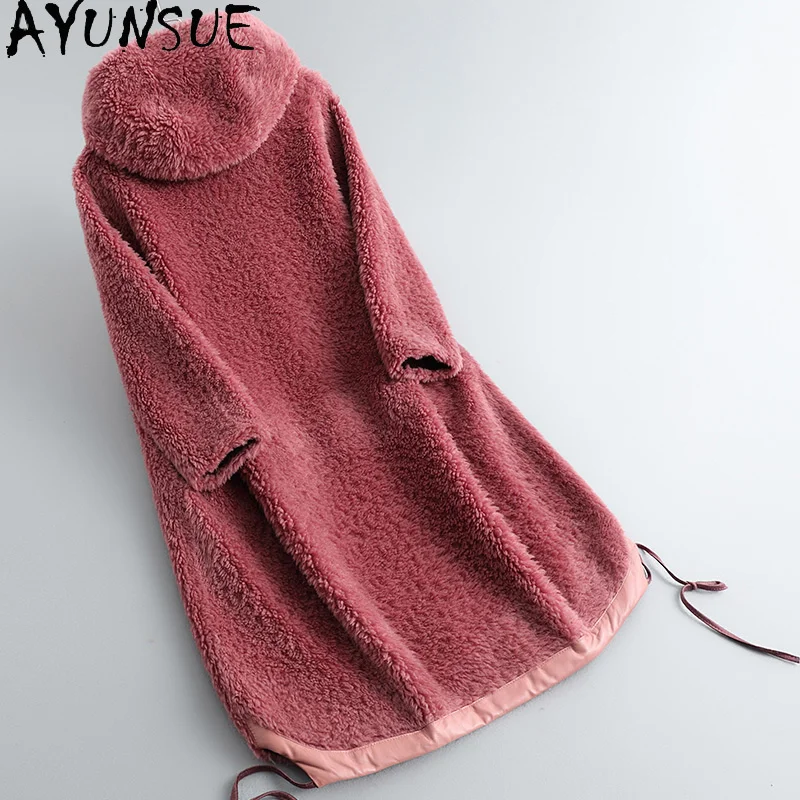 Женское шерстяное пальто с капюшоном повседневная куртка из овечьей шерсти