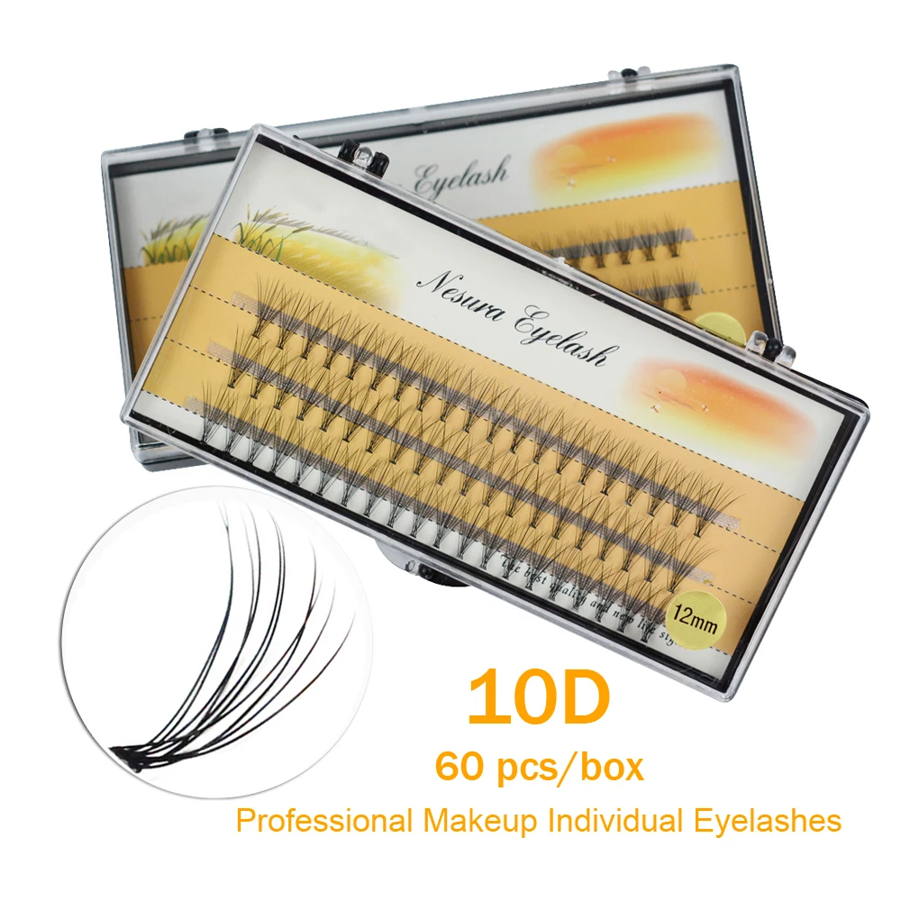 60 шт./кор. натуральные накладные для наращивания ресниц 10D норковые пучковые
