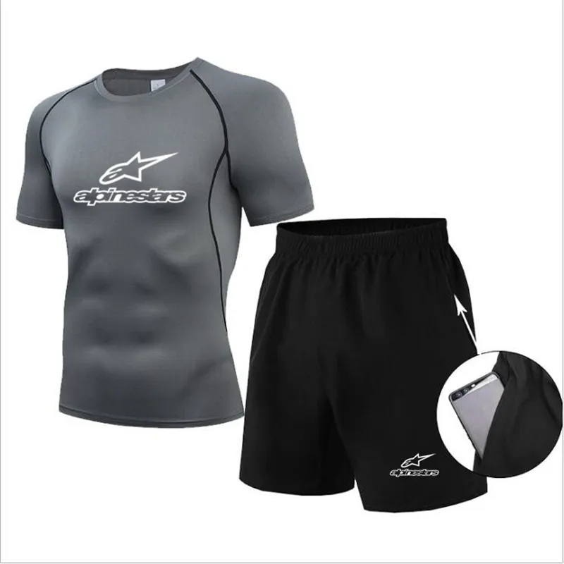 

New high-quality alpines print Short-sleeved suit Men women's sports series Outdoor fitness Running sports quick-drying clothes