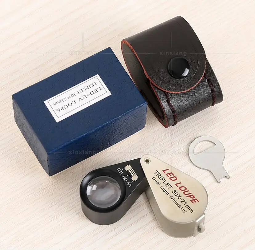 

30 times 21mm Lens Glass antique gem appreciation magnifying glass 6 ring LED lights 7 check lights jewelry Magnifier Loupa