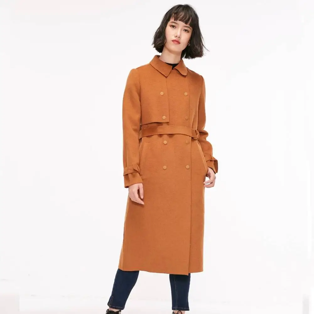 Только Slim Fit солидное двубортное длинное шерстяное Тренч | 11836U505 - Цвет: GLAZED GINGER