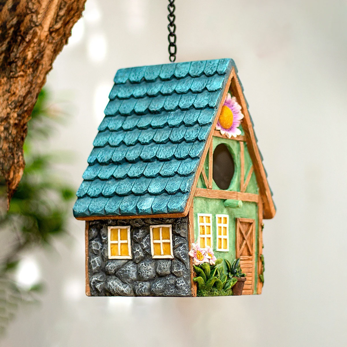 

Resin Bird Nest Hanging Bird House Parrot Bird Cage Garden Small Animal Nest Resting Place Wall-Mounted Outdoor Birdhouse Box