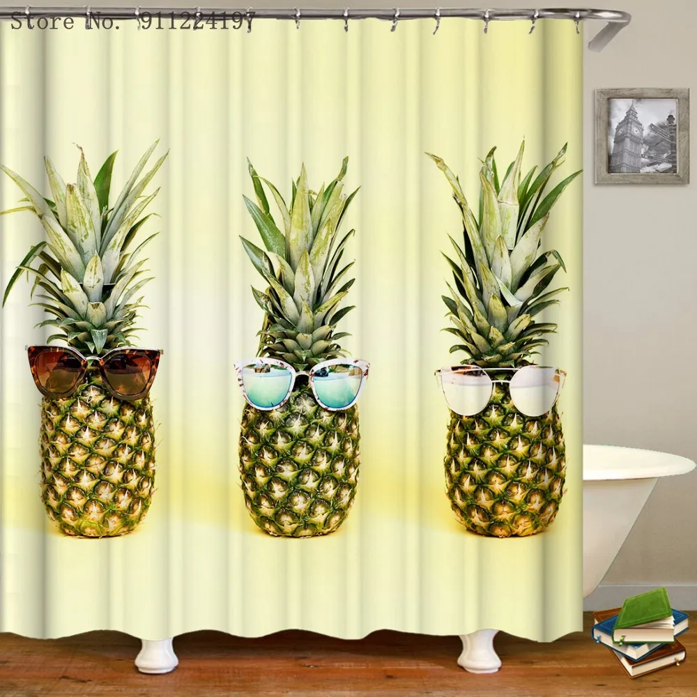 

Водонепроницаемая занавеска для ванной и душа из полиэстера с 3D-принтом фруктов