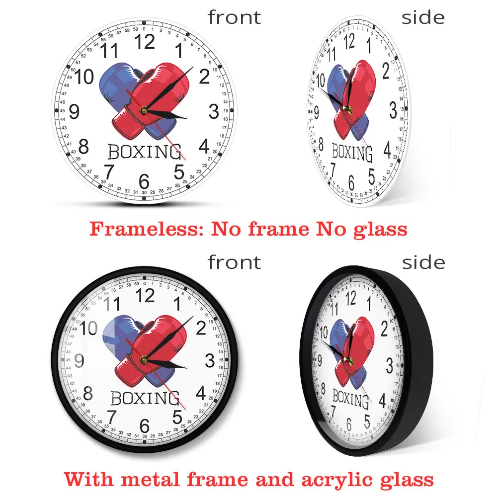 Синие и красные боксерские перчатки современные напечатанные настенные часы