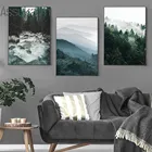 Горный Туманный Лес Холст Картина Пейзаж стены искусства плакат в скандинавском стиле с принтом пейзажа Nordic Гостиная украшения