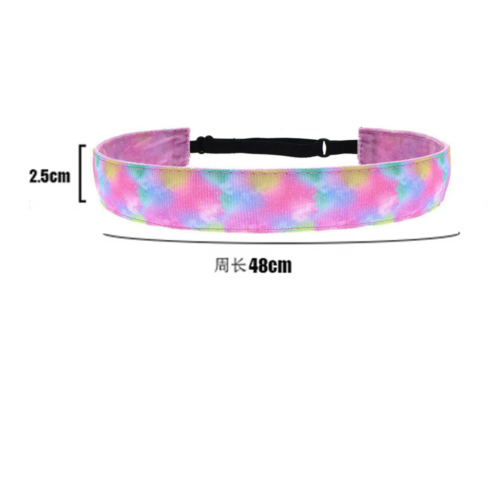 

Adjustable Non Slip Head Hair Rainbow Tie-dye Elastic Headwear Sport Headband Fashion Hair Band Ladies Yoga Sports Elastic Headb