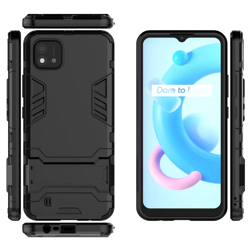 for cover oppo realme c11 2021 case shockproof tpu bumper robot stand holder armor back phone cover realme c11 2021 case fundas free global shipping