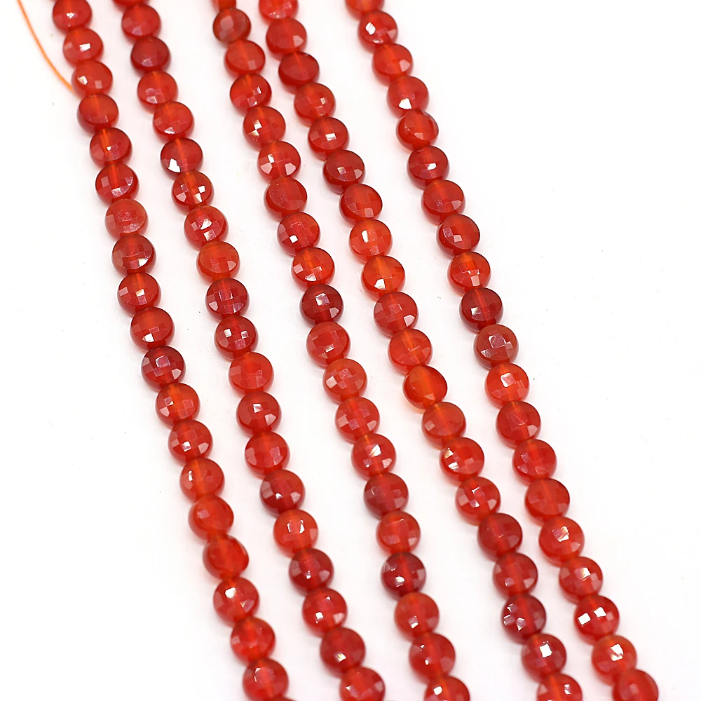 

Natural Semi-Precious Stones Beaded 6mm Oblate Red Agate Faceted Beads for Charm Jewelry Making DIY Trendy Bracelet Unisex Gift