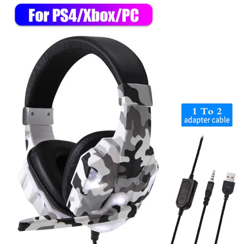 

For PS4 Gaming Headset Noise Cancelling Loud-Sound Headphone with Mic Deep-Bass Earphone Music Helmet To PC Computer Phone Gamer