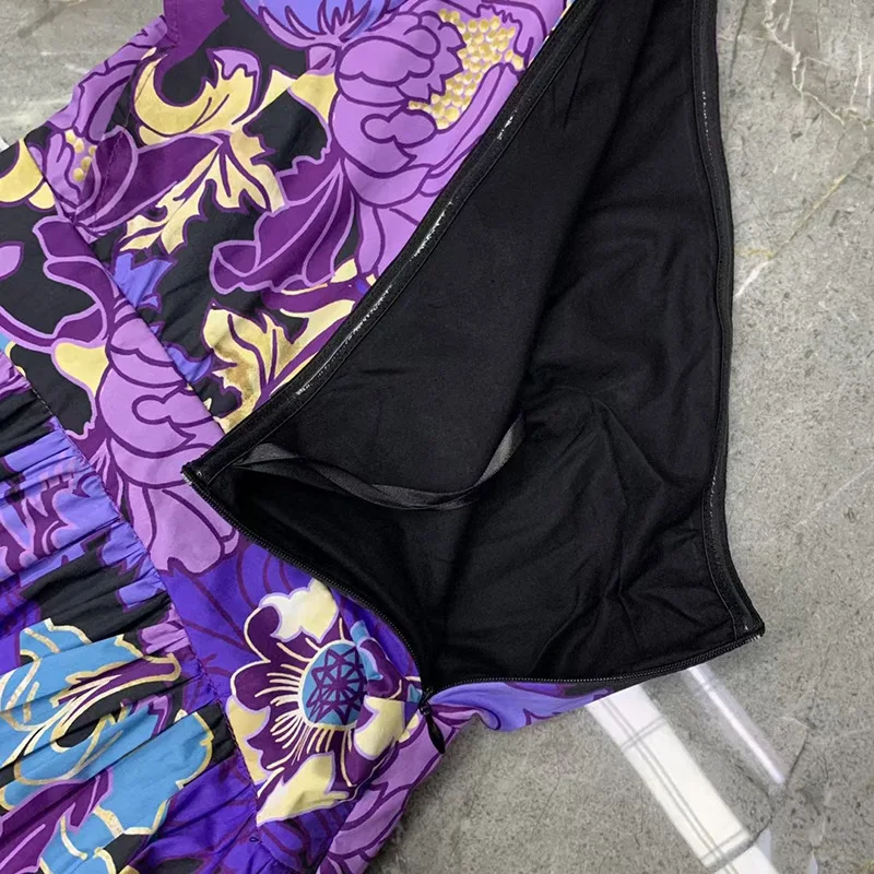 

High Quality Summer New Women's Dresses Modified Oblique Shoulder Print Holiday Style Temperament Is Thin and Long Dress