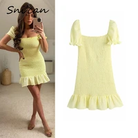 snican solid short sleeve ruched ruffle bodycon mini dress sexy short sleeve summer fashion female robes vestidos za 2021 women