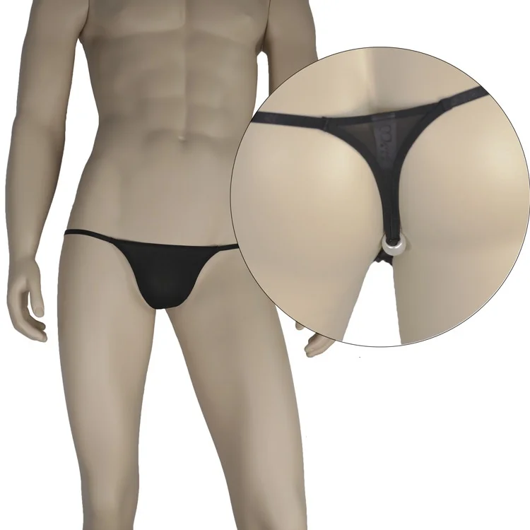 Мужские сексуальные шорты стринги с бисером Прозрачное нижнее белье низкой