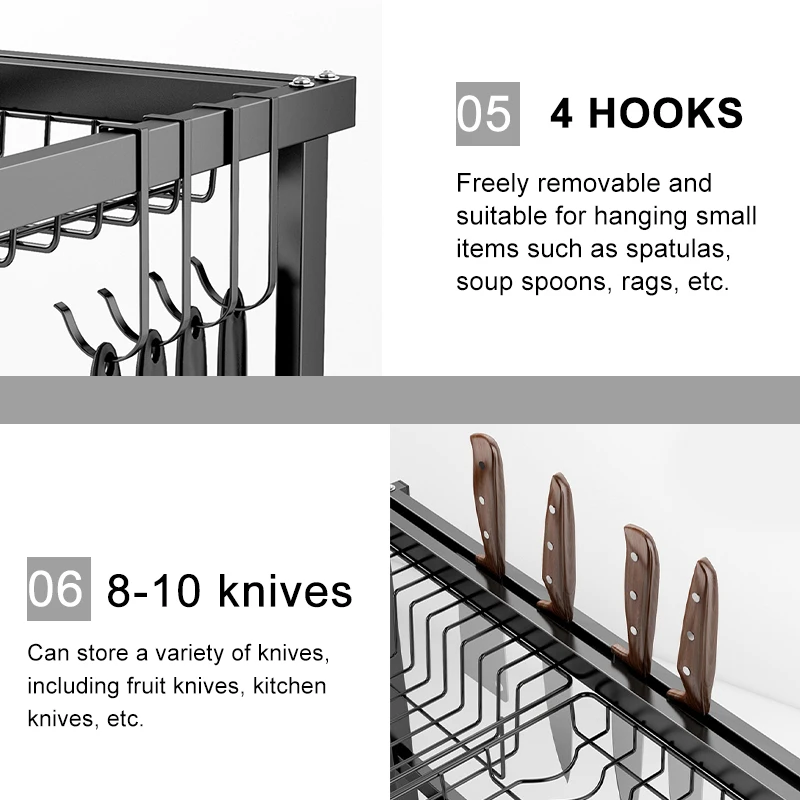 

Stainless Steel Kitchen Shelf Organizer Dishes Drying Rack Over Sink Drain Rack Kitchen Storage Countertop Utensils Holder
