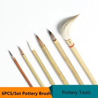 6pcs pottery art painting brush tools strokes hook line sweeping dust moisturizing complementary color diy ceramic coloring pens