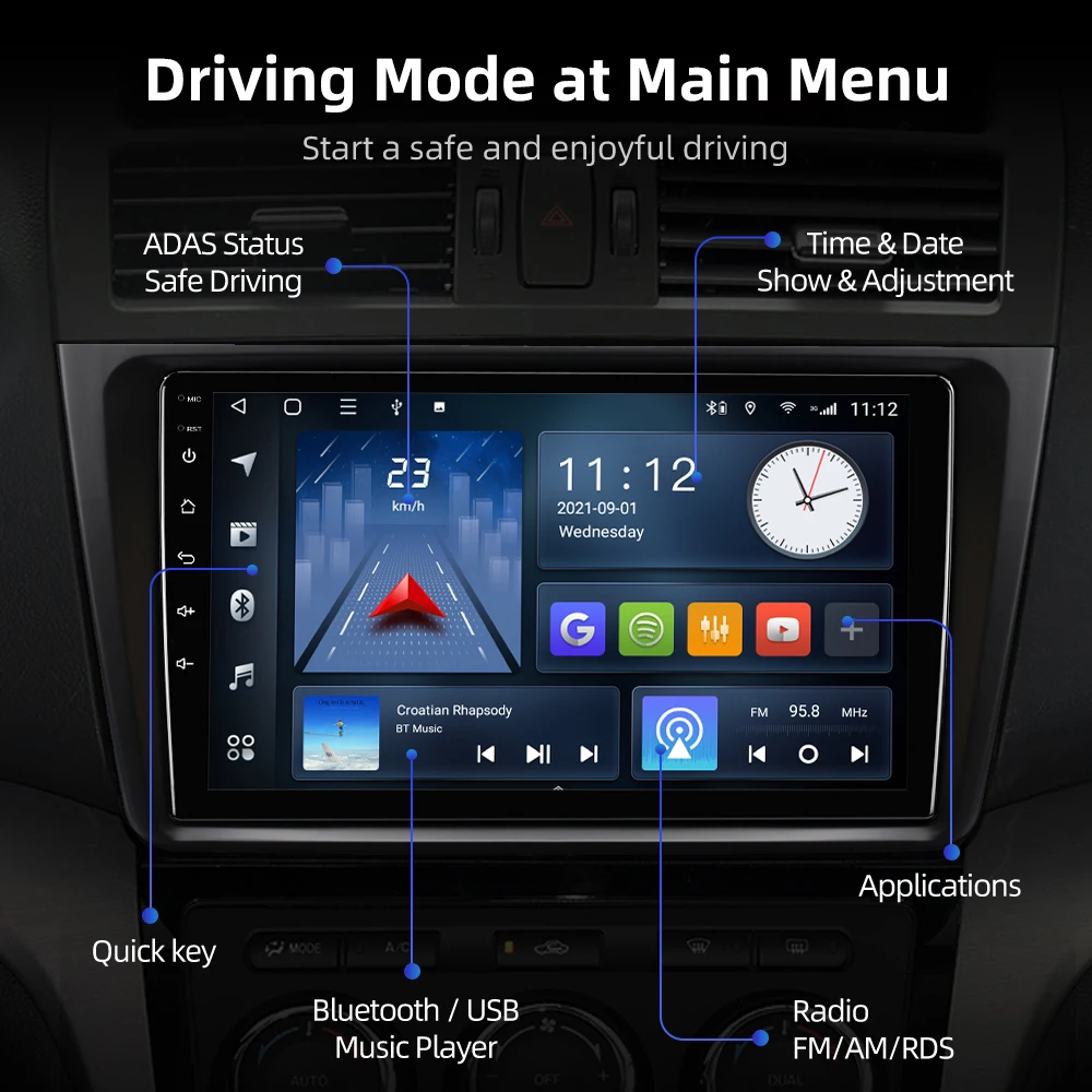 ISUDAR T68 QLED Android 10 Car Radio For Mazda 6 2 3 GH 2007-2012 GPS Navigation Multimedia 8 Core RAM 4GB DVR 4G FM no 2din | Автомобили