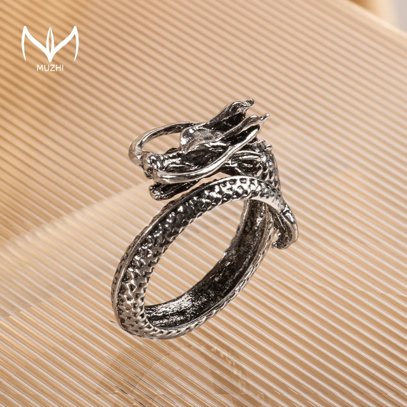 

MUZHI, 1 шт., Винтажные кольца с драконом, унисекс, открытые модные кольца, модные, регулируемые по темпераменту, женские кольца, мужские украшен...