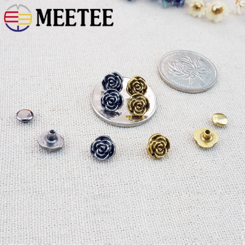 Meetee 10/30 шт 8 мм Металл розовое, с заклепками, с пряжкой в стиле ретро медная заклепка винт кнопка Декор ногтей пряжки ювелирные изделия DIY, мужская сумка аксессуары