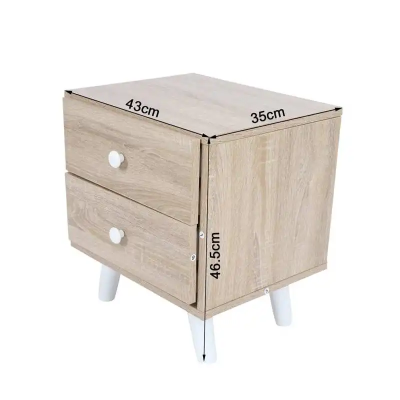 

Bedside Table with 2 Drawers Particle Board Mini Nightstand Home Bedroom Accessory for Bedroom/Office