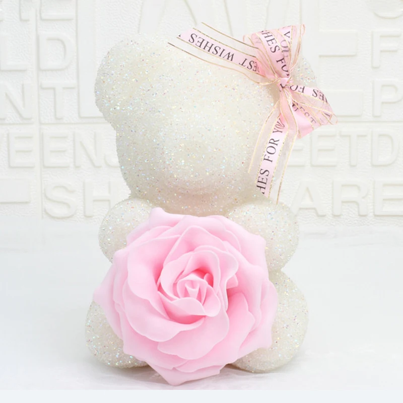 Стразы пенопластовый Медведь с розой Остина цветок мыла для подарка на День
