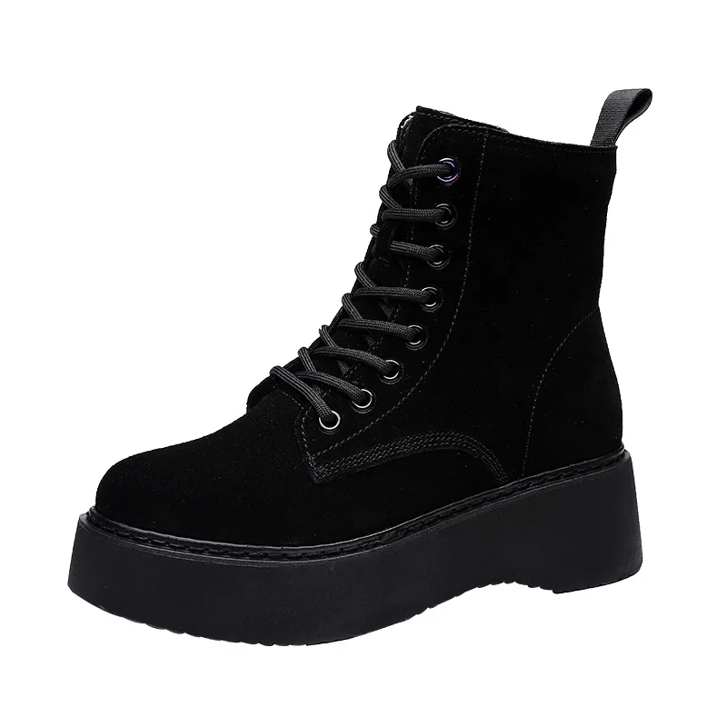 

boots British casual single Leather boots women's early autumn new short boots flat heel thick soled motorcycle boots