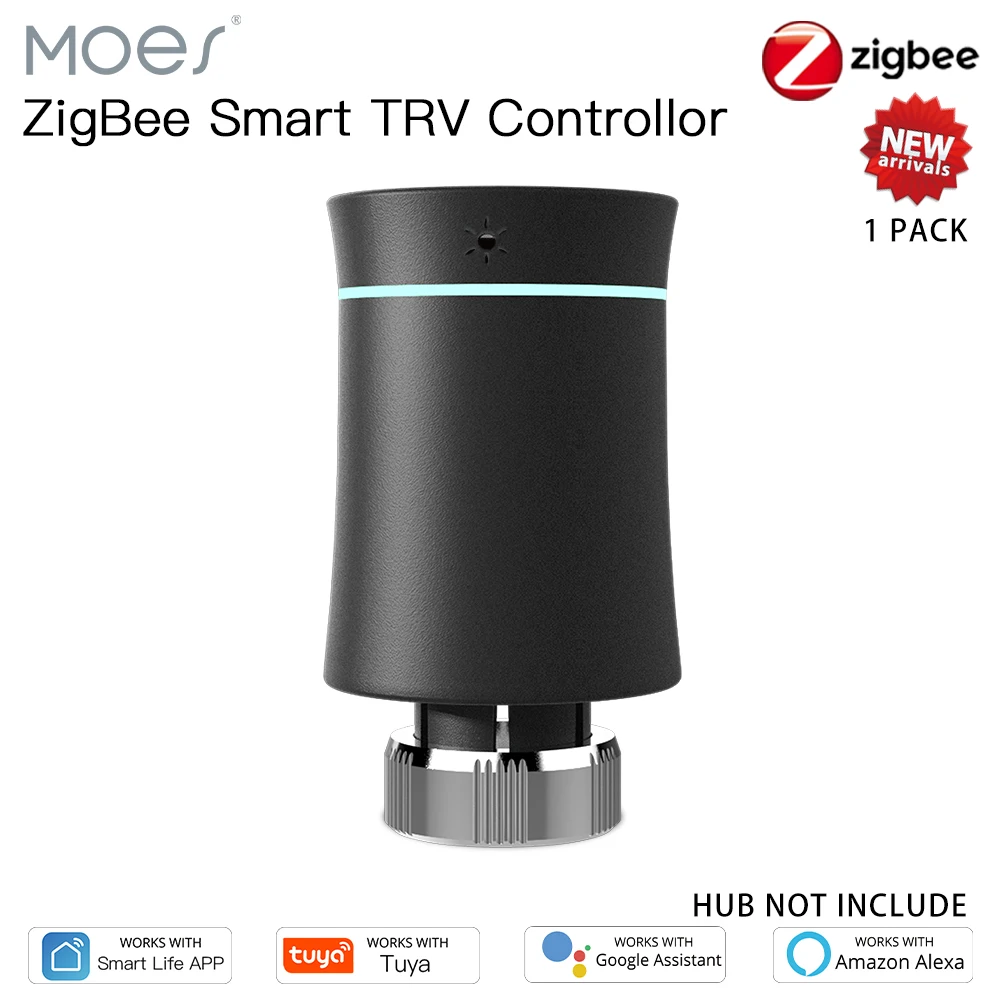 

Moes Tuya ZigBee3.0 New Radiator Actuator Valve Smart Programmable Thermostat Temperature Heater TRV Alexa Voice Control