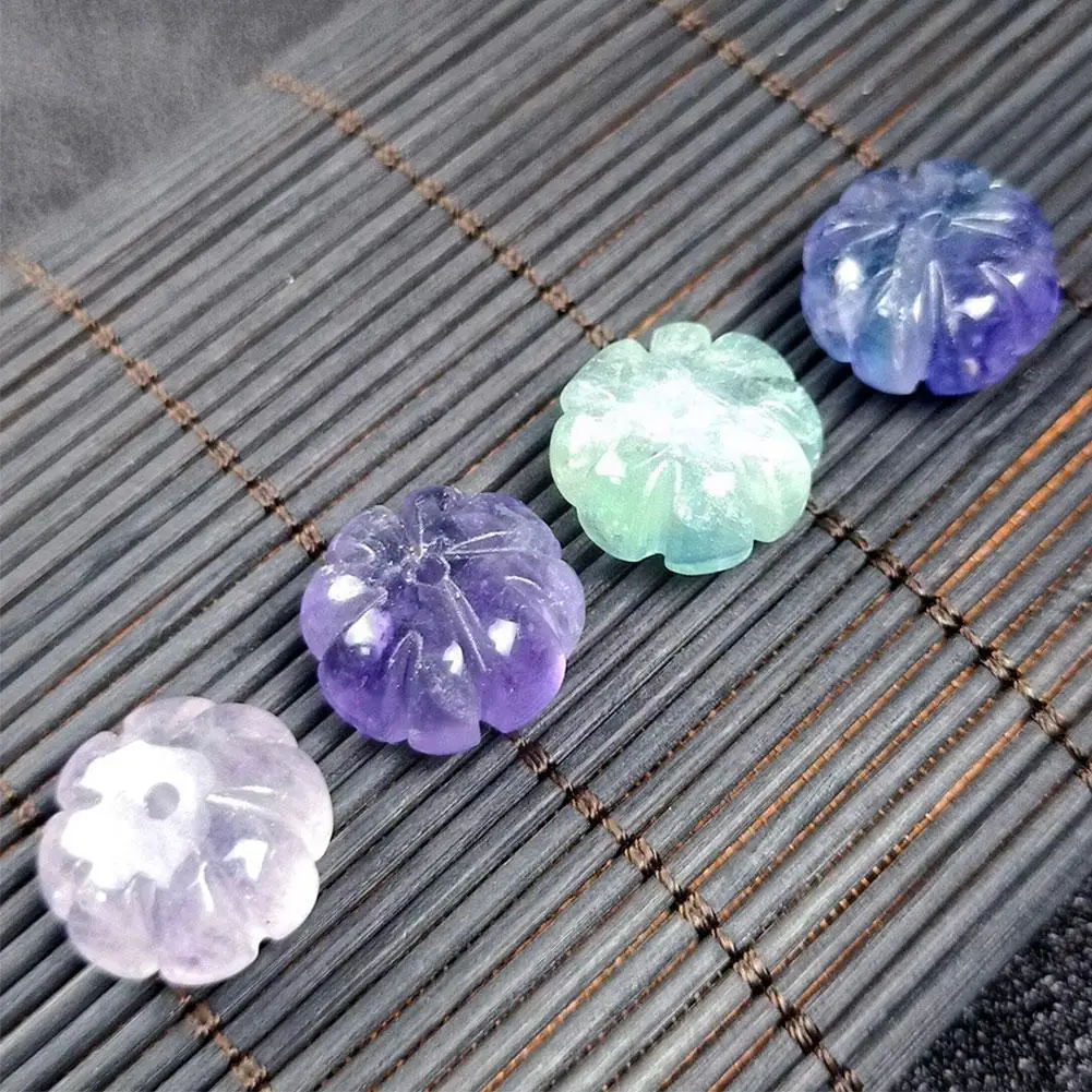 

Natural Crystal Pumpkin Beads Carved Color Fluorite Beads Lantern Gift Present For Friends Random Color L4v4