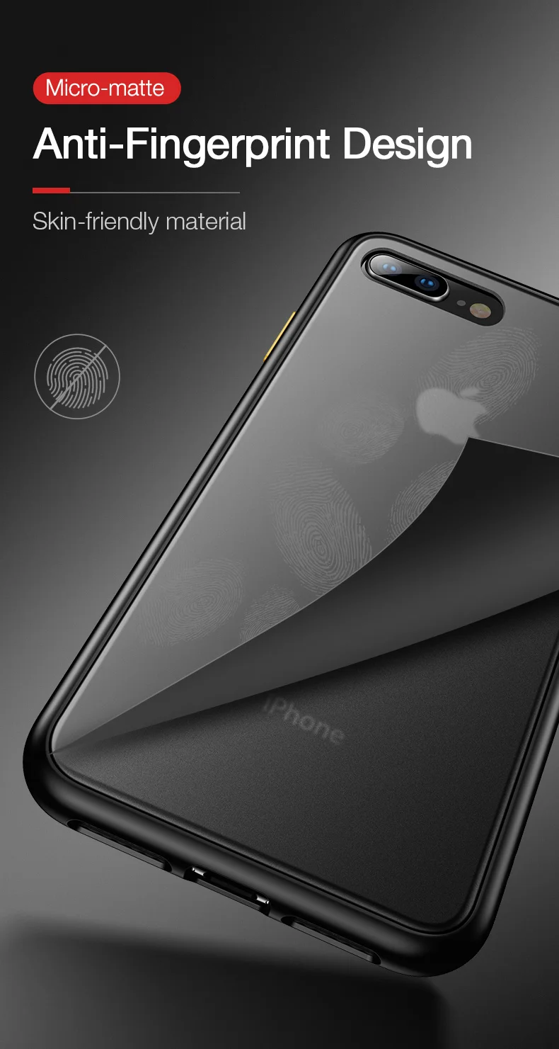 CAFELE чехол для телефона для iPhone 7, 8, 7 plus, 8 plus, PC, жесткая задняя крышка с силиконовым чехлом, чехол с мягкими краями, полупрозрачная задняя крышка для iPhone 7, 8 Plus