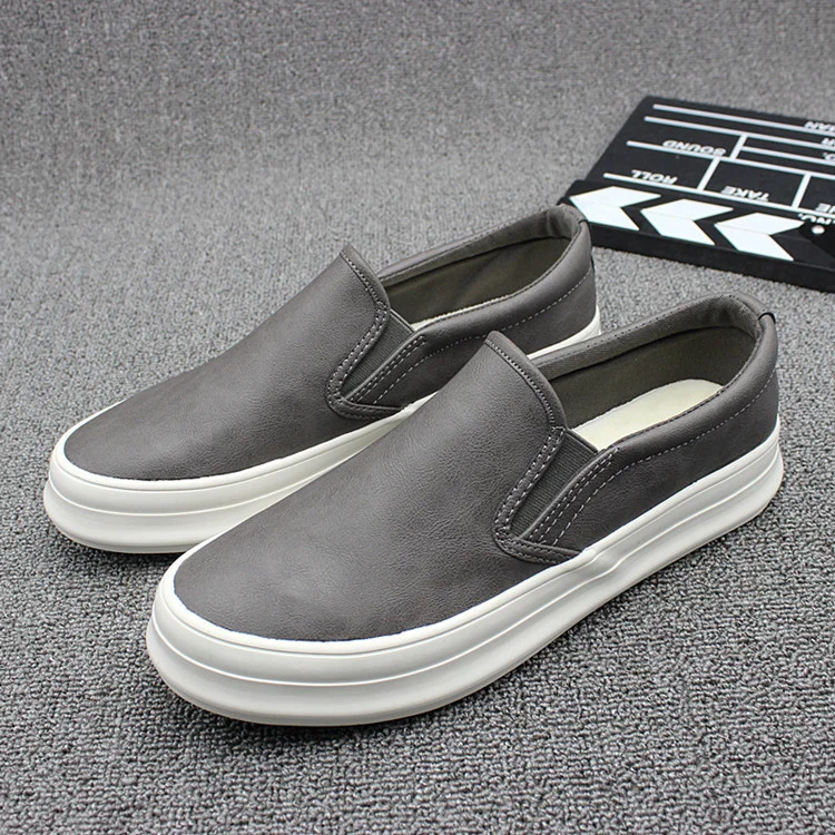 

New Men's Quality Shoes Pedal Casual Leather Shoes Low Help Thick Sole shoes Single Shoes Loafers