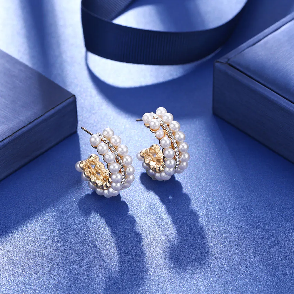 Женские серьги-гвоздики с жемчугом HanCheng Висячие круглые серьги бижутерия |