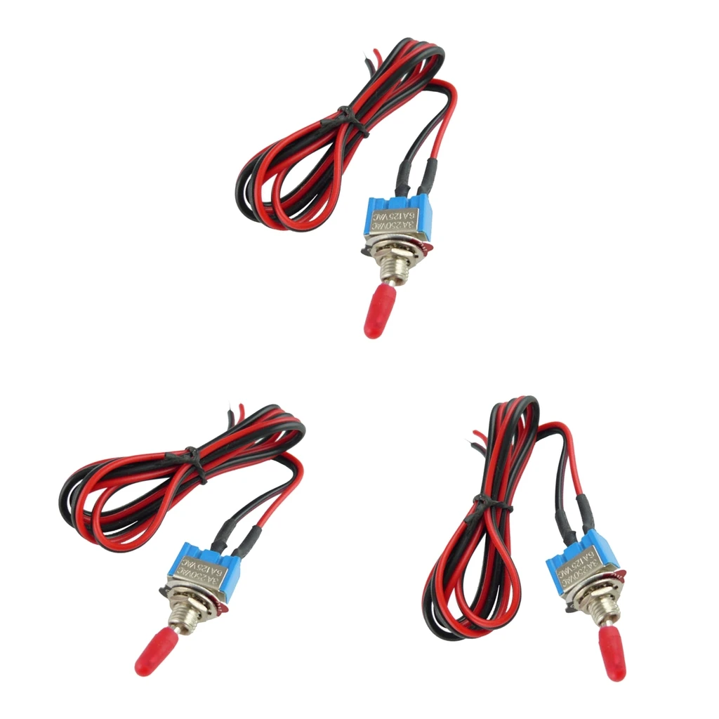 3x вкл/выкл Мини тумблер Предварительно проводной 24 дюймовый 3Amp сигнализация