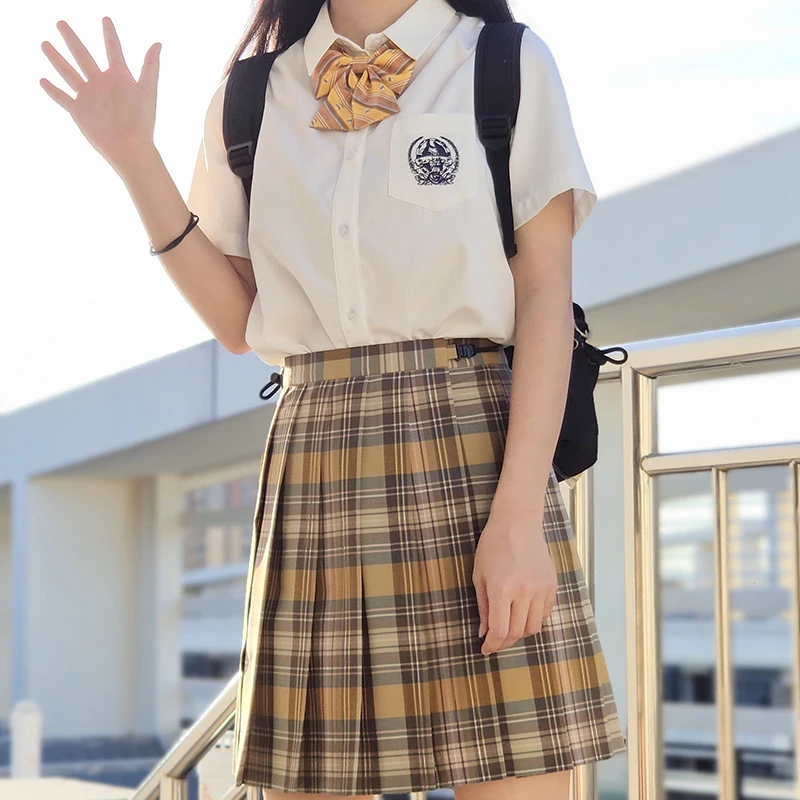 

[L1] Girl's Summer High Waist Pleated Skirts Plaid Skirts Women Elegant JK Uniforms Girl School Dress Student Cloths