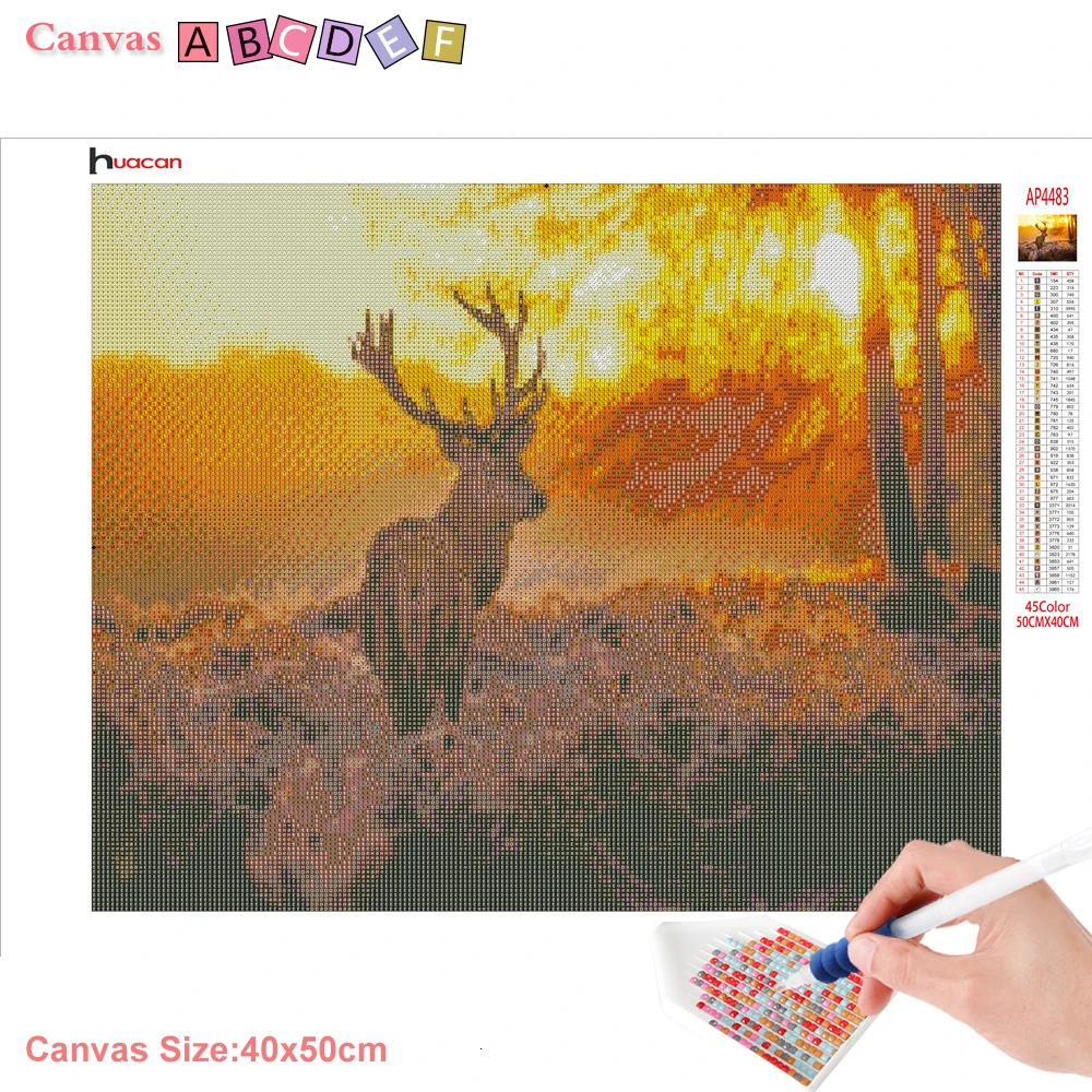 Алмазная 5d Вышивка Huacan своими руками животные алмазная живопись олень мозаика