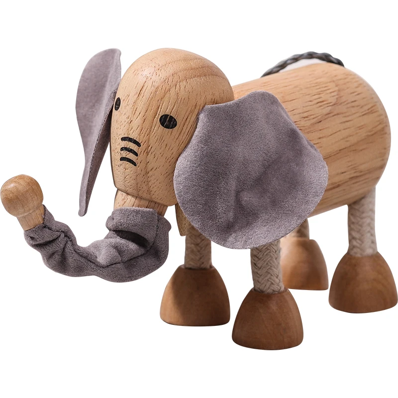 Милый мультяшный деревянный слон настольная кукла в спальню украшения для