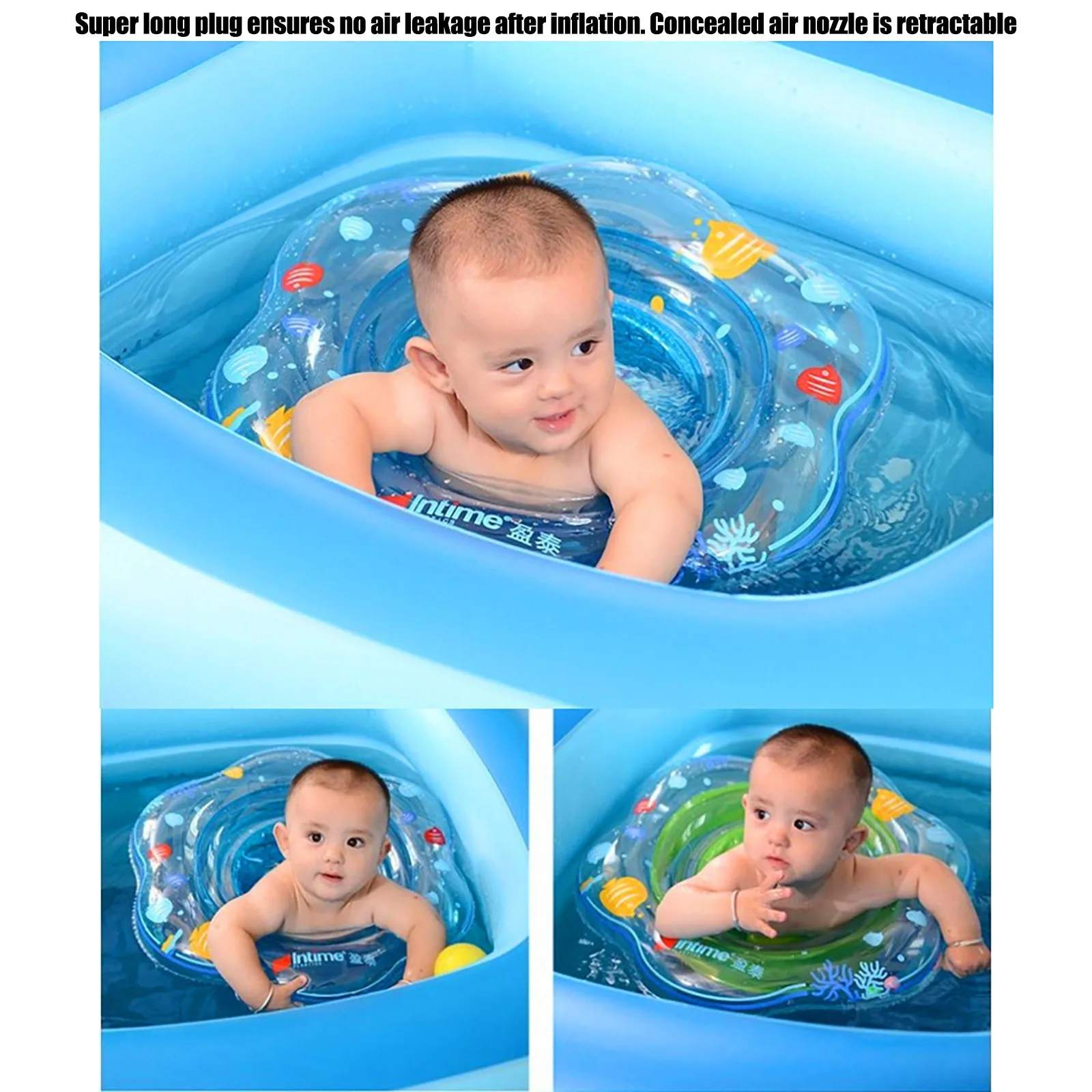 

Baby Swimming Pool Rings Seat Cute Inflatable Swim Ring Float Seat Swim Circle with Dual Handle for Baby Toddlers Pool Bathtub