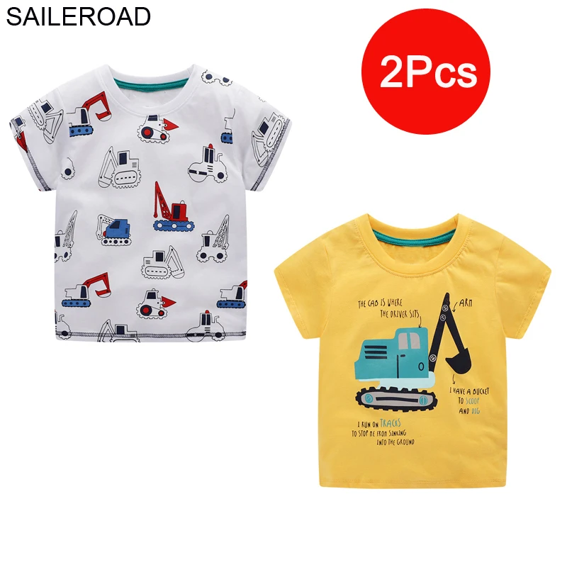 SAILEROAD 2 шт. Мультфильм Автомобили Мальчики Футболки для Детская Одежда Животных