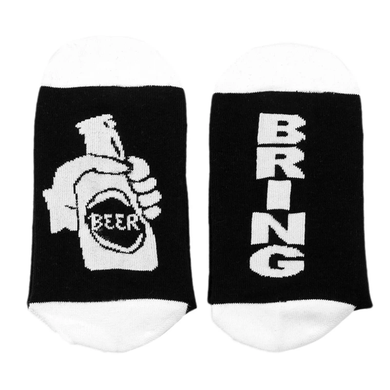 

Men Women Novelty Words Crew Socks Funny Letters Bring Beer Cotton Hosiery Gifts