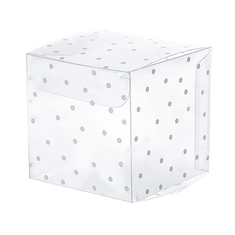 

100 pcs Frosted Dot Candy Box PVC Square Gift Bags Baby Shower Birthday Party Event Decoration Wedding Candy Bags