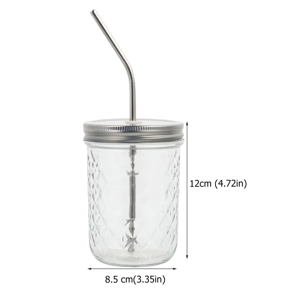 

1 Set Glass Mason Jars with Straw for Storing Hot Drink (Transparent)