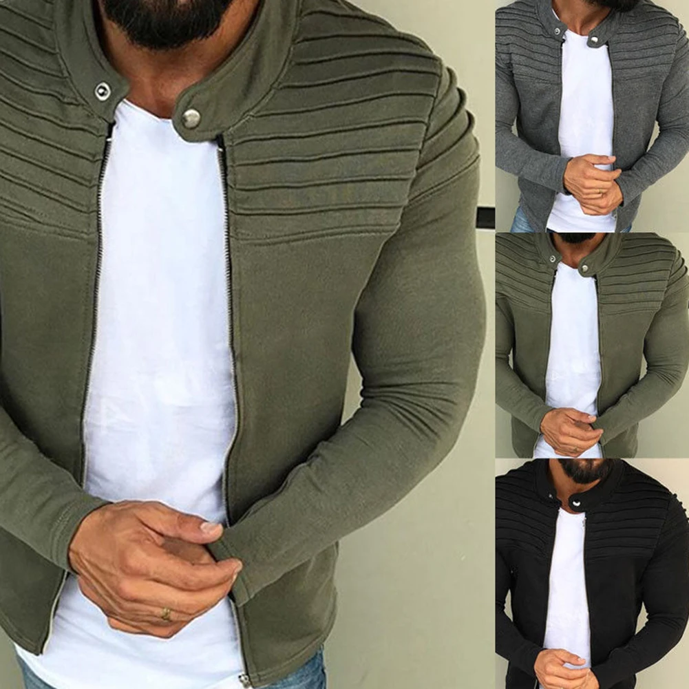 Мужская теплая куртка с длинным рукавом однотонная Повседневная бейсбольная