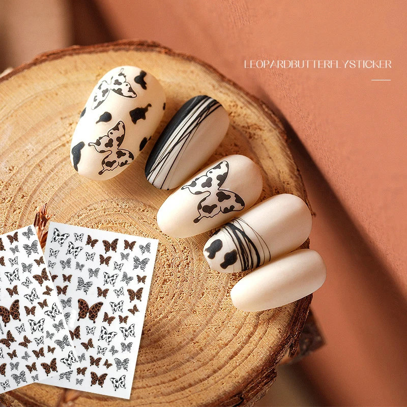 1 шт. с леопардовым принтом С бабочками Стиль Стикеры 3D на ногти Nail Art аксессуары