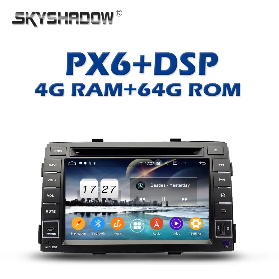 Автомобильный DVD-плеер PX6 DSP IPS TDA7851 Android 10 0 64 ГБ + 4 Гб Bluetooth 5 Wifi GPS карта RDS радио для kia