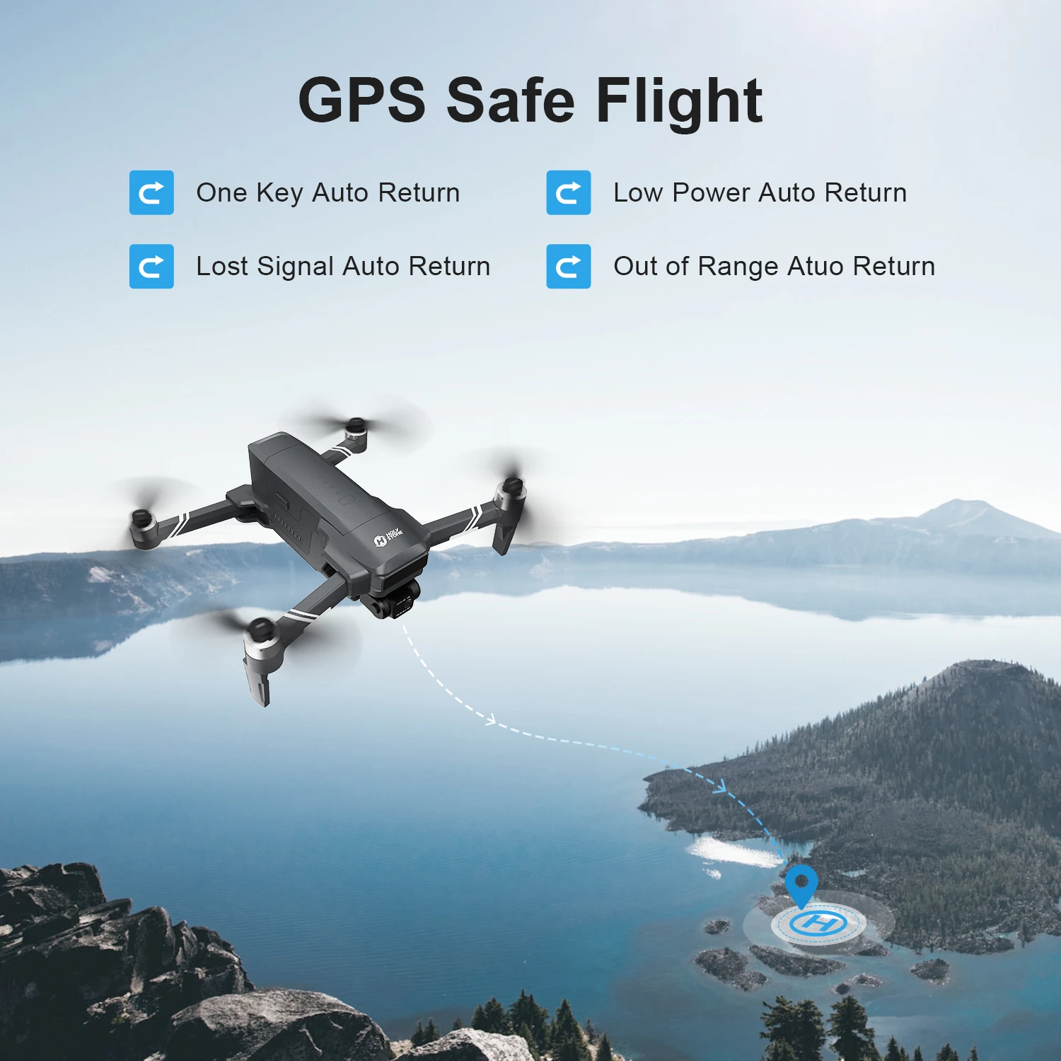 GPS-Дрон Holy Stone HS600 с камерой 4K 2-Asix бесщеточным Мотором и автоматическим возвратом |