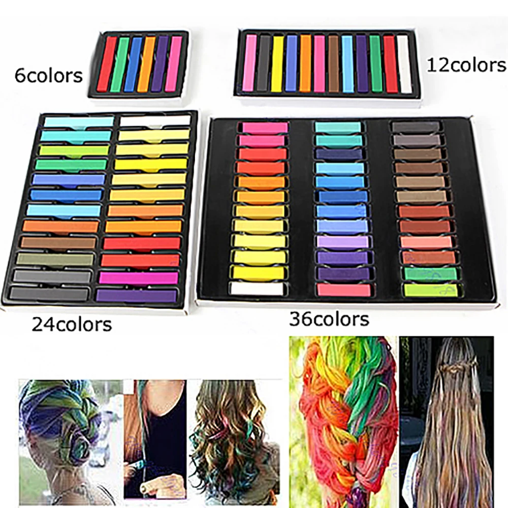 

Hair Chalk Colors Hair Color Crayons Powder Temporary Dye Multicolor Paint Disposable Beauty Soft Pastels Festival Salon