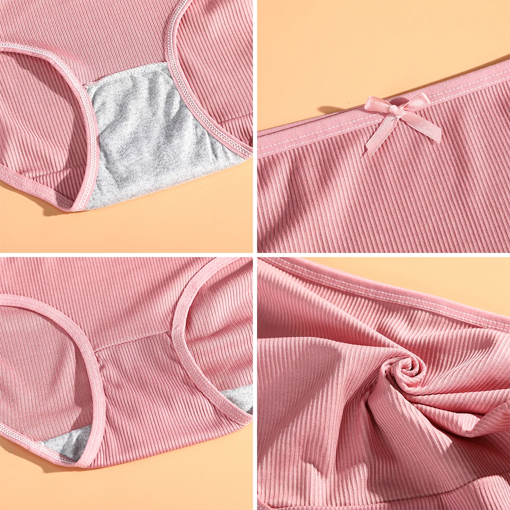 

AIJOLEN Solid Color Ice Silk Underwear Cute Bow Knot Women's Panties Milk Silk Women's Briefs Breathable Large Size Underpants