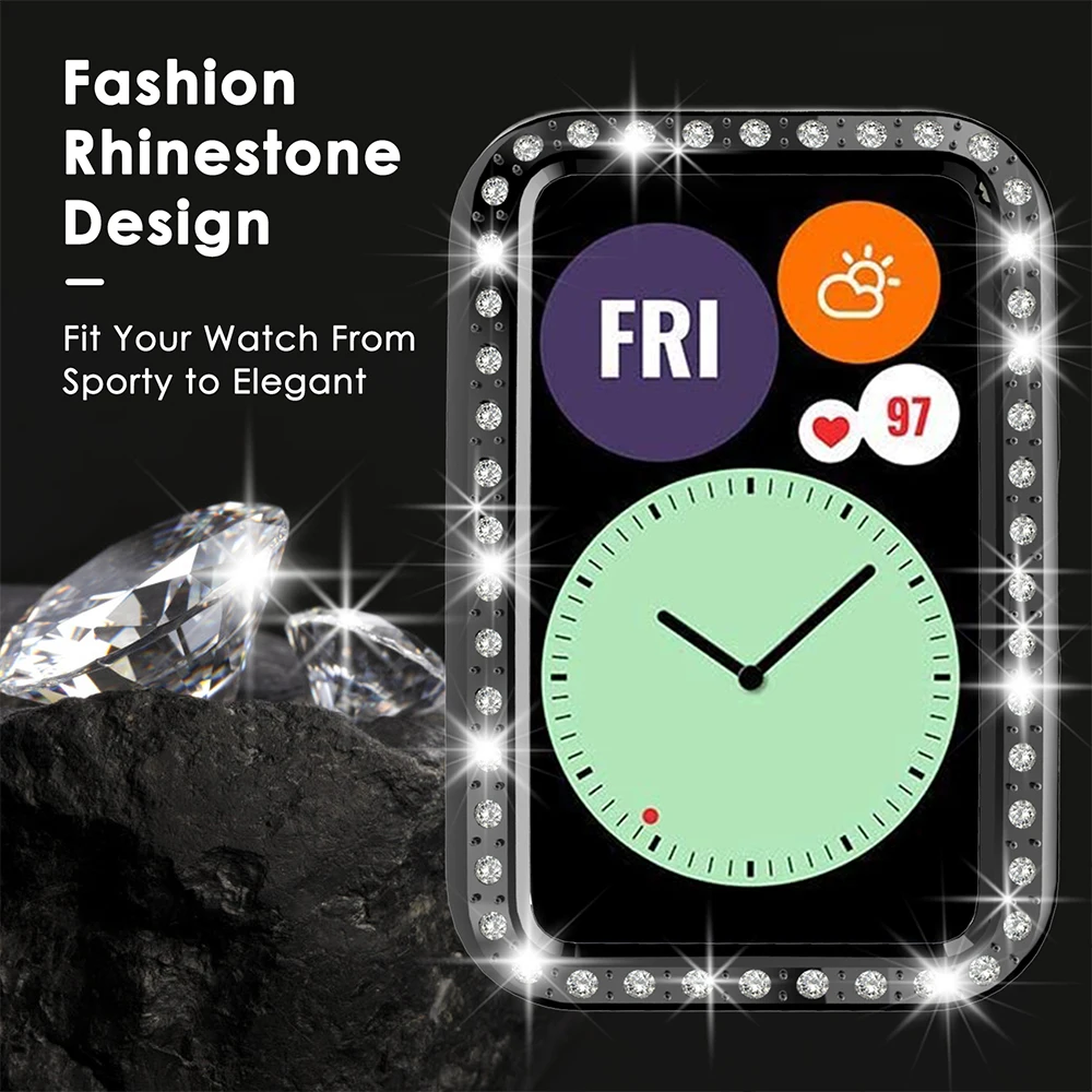 Case for Huawei Watch fit Cover Plated Accessories TPU Bumper All-Around Screen Protector and Bling Case for Huawei Watch fit