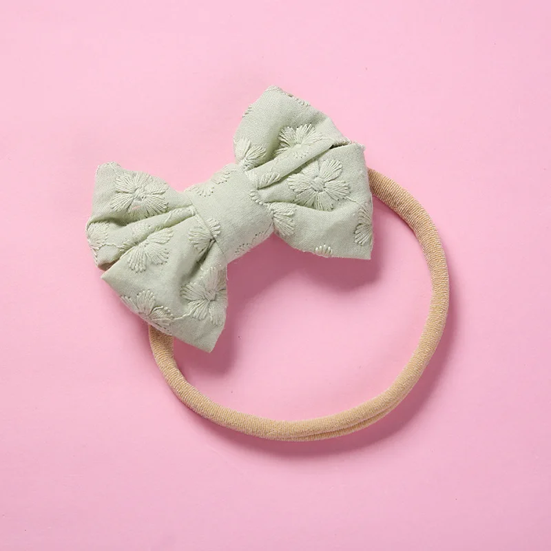 

Вышитые блестящие нейлоновые повязки для волос для девочек, детская эластичная резинка, аксессуары для волос для новорожденных, Мягкая пов...