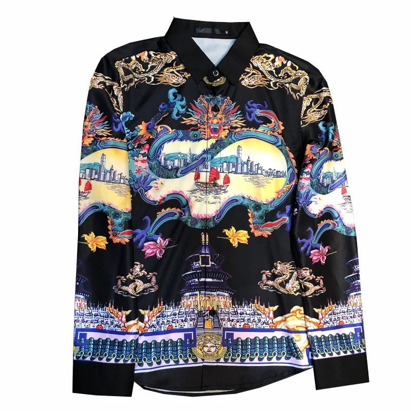 Осень 2019 тонкая рубашка с длинными рукавами Мужская соц чаша A236-9825-P55 |