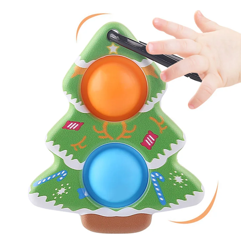 

Painted Pressing Plate Keychain Bag Pendant Two-Finger Children Educational Cartoon To Relieve Stress Fidget Toy Christms