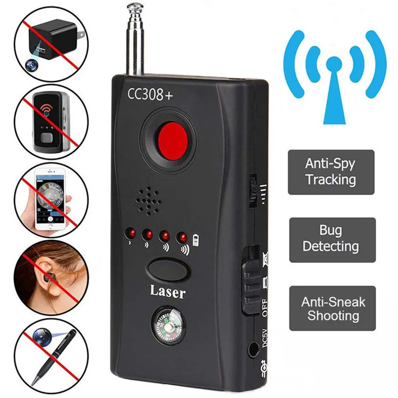 

Multi-Function Wireless Camera Lens Signal Detector CC308+ Radio Full Range Anti - Spy Bug WiFi RF GSM Device Finder